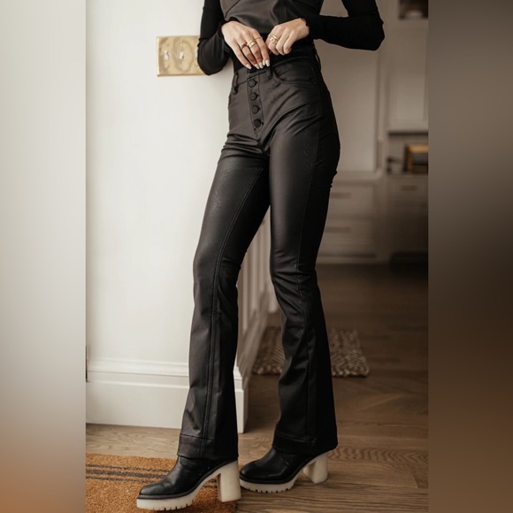 bohme Pants - BOHME - Kancan Vegan Leather Pant in Black